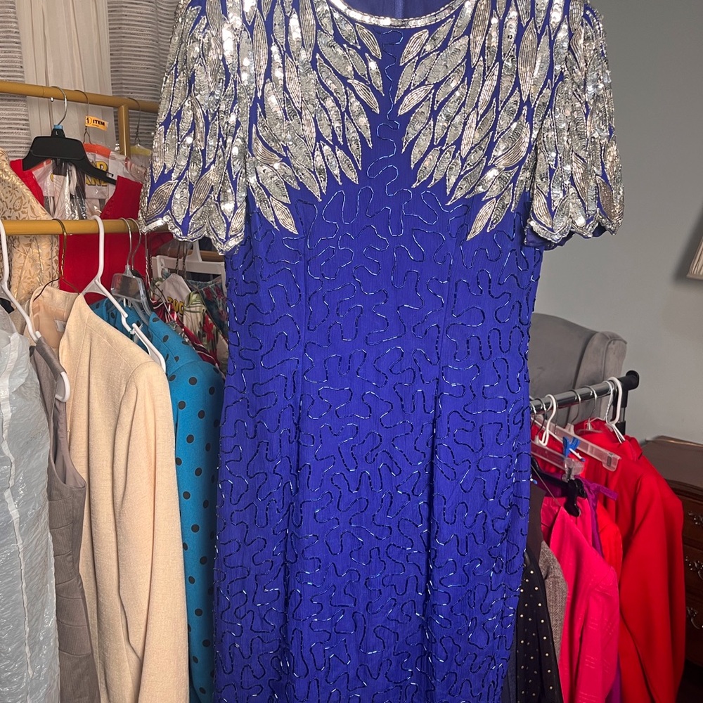 Vintage Steny Silk Beaded Evening Dress